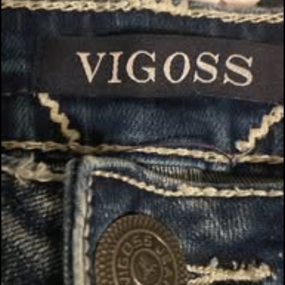 Vigoss Blue Jeans with Intricate White Stitching - Picture 5 of 7